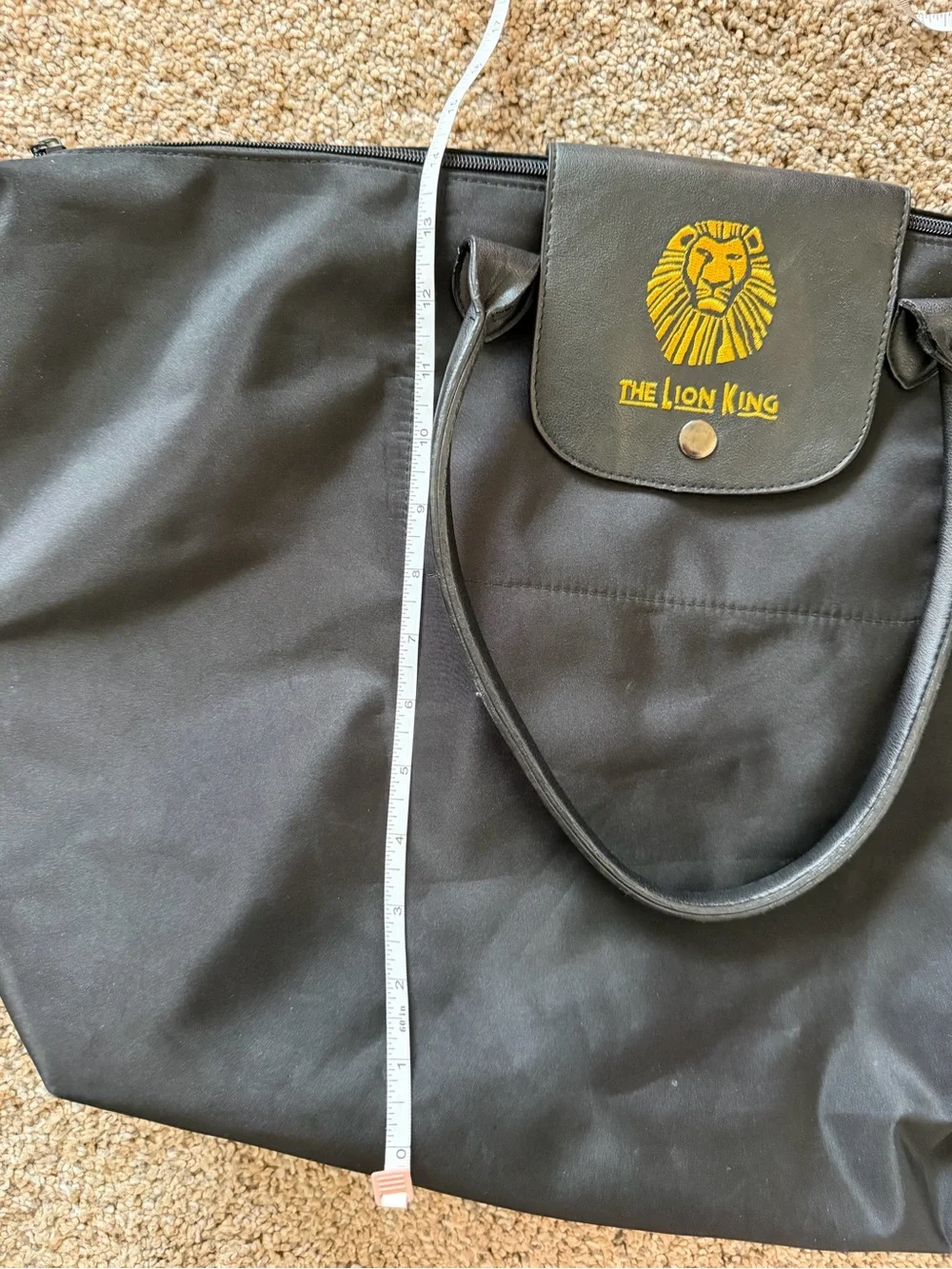 Disney's The Lion King Broadway Vinyl Zipper Tote Bag Embroidered